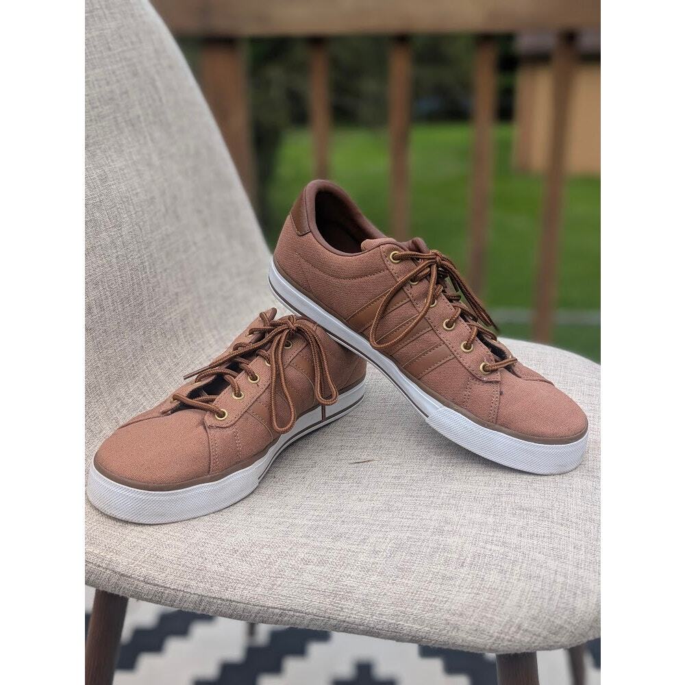ADIDAS Casual Shoe Men's 10 Brown Canvas low top Cloudfoam 113720611